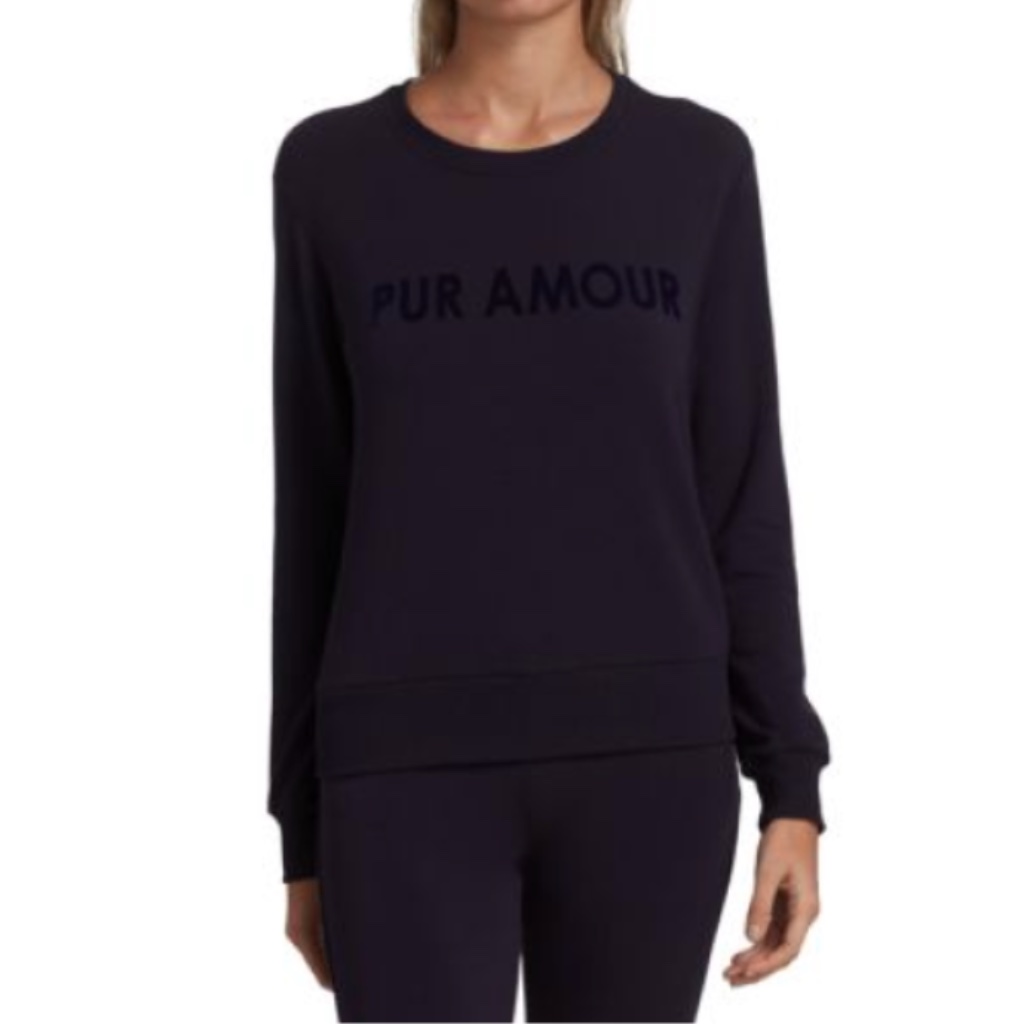L'agence Heidi Pur Amour Navy Long Sleeve Crewneck Sweatshirt Sz M